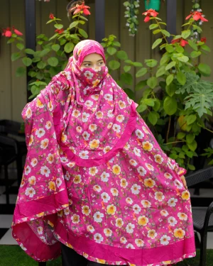 Alternative view of Frill Niqab Khimar-Magenta-AA03