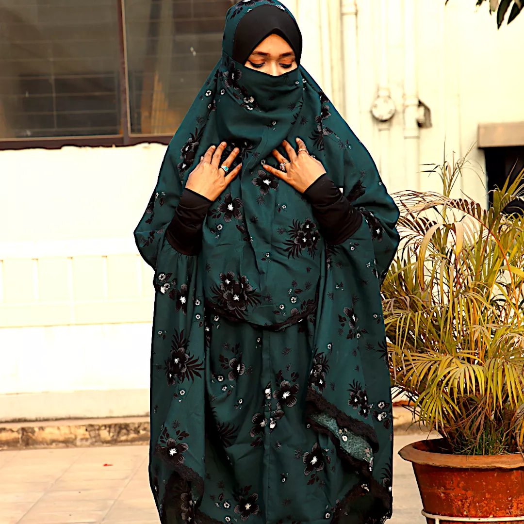 Afroze Niqab Khimar-Bottle Green-AA29 - Image 2
