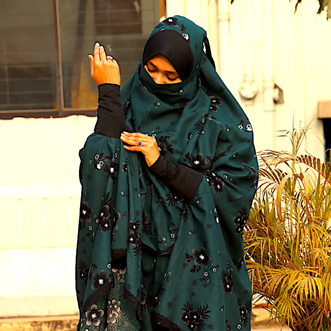 Afroze Niqab Khimar-Bottle Green-AA29 - Image 3